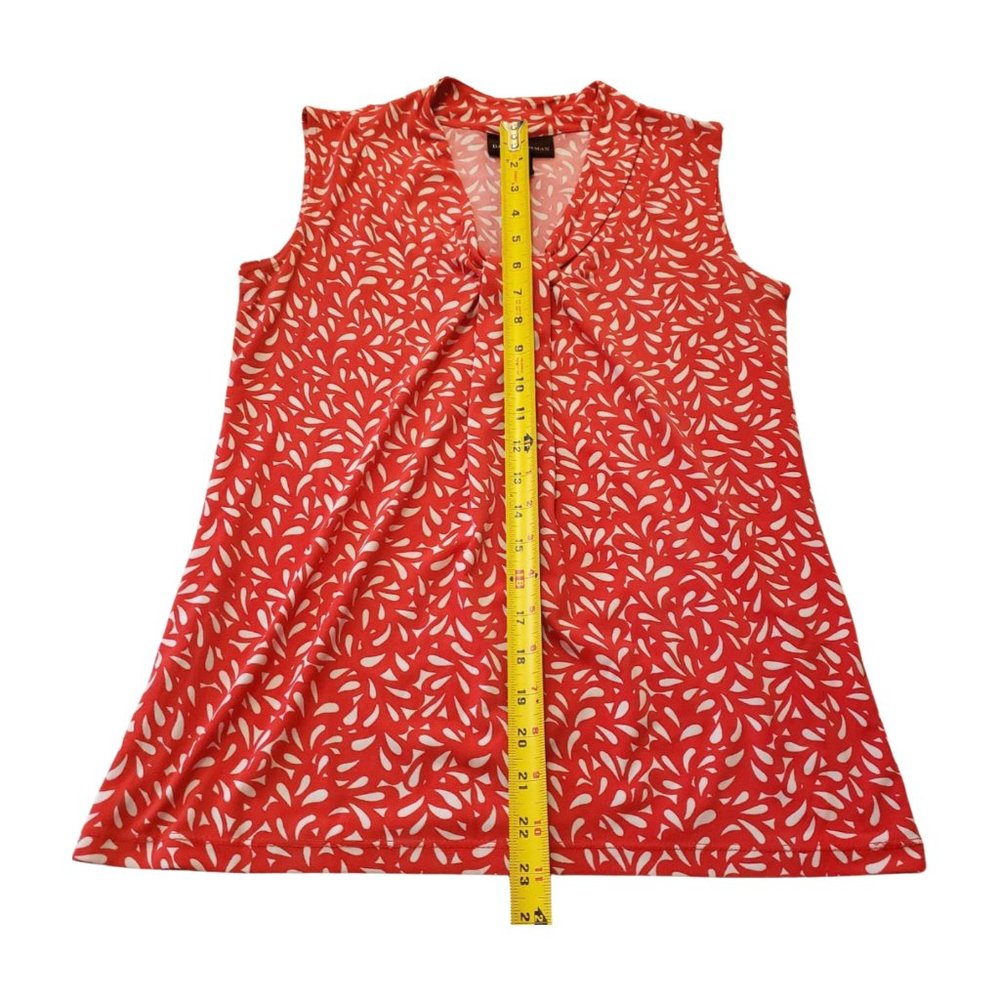 Dana Buchman Red Leaf Print Sleeveless V-Neck Blouse – Size XS - Picture 13 of 14